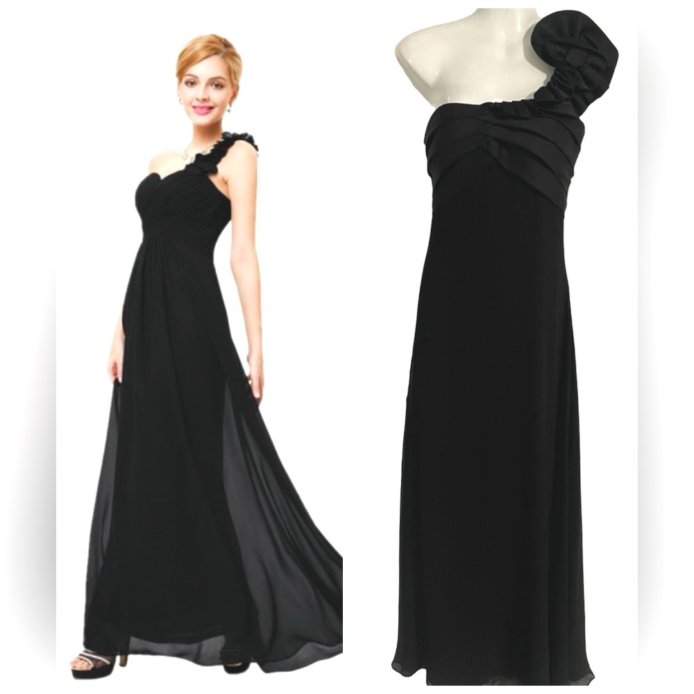 Max & Cleo One Shoulder Long Formal Gown Sz 4